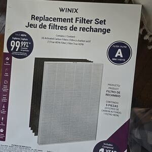 Winix Replacement Filter Set Filter A 115115 4 Carbon Filters + 1 True Hepa New